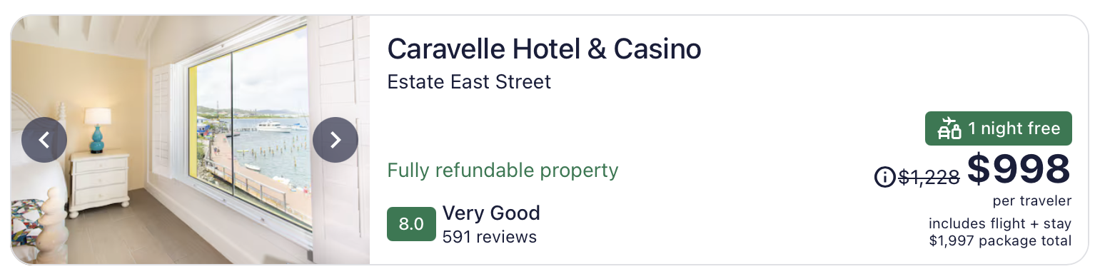 Chicago to St. Croix airfare and hotel packages with Hotel Caravelle
