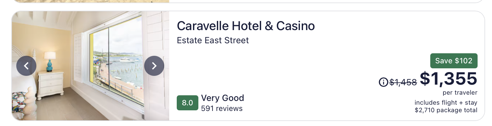 Chicago to St. Croix airfare and hotel packages with Hotel Caravelle
