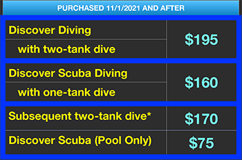 PADI Discover SCUBA Diving Prices st croix scuba